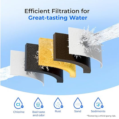 Waterdrop WFD-40W-L Water Filter Dispenser, 35-Cup Large Capacity, White | 200-Gallon Long-Life, Faster Filtration, Reduces Chlorine, PFOA/PFOS and More, BPA Free