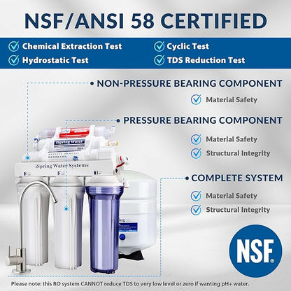 Fleck Whole House 64k Water Softener System Upgraded 10% Resin 5600sxt Metered on-demand & iSpring RCC7AK, NSF Certified 75 GPD, Alkaline 6-Stage Reverse Osmosis System