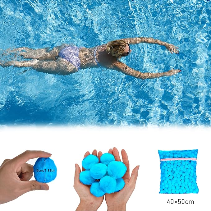 Redcoutt 3.1 Lbs Pool Filter Balls for Sand Filter, Reusable Eco-Friendly Filter Media for Sand Filter Pump, Replaces 100lbs Pool Filter Sand, Long-Lasting for Several Seasons