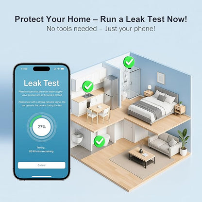 Frizzlife LP365 Smart Water Monitor and Automatic Shutoff - 0.01GPM Ultrasonic Micro Leak Detection, APP Wi-Fi Remote Control, Real-Time Flow/Temp Monitoring, 24/7 Water Usage Reports, 1.25" and 1"