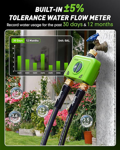 RAINPOINT WiFi Water Timer for Garden Hose, 2 Zone WiFi Sprinkler Controller, Smart Hose Timer Valve, Automatic Drip Irrigation System/Rain Delay for Garden/Yard (Brass Inlet & Outlet, No Gateway)