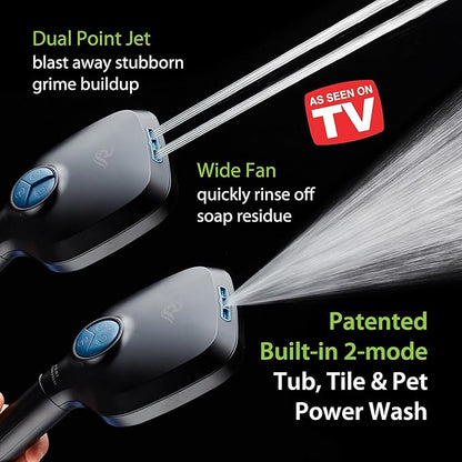 AquaCare High Pressure 10 Spray Mode Filtered Showerhead - Handheld Shower Head Filters Chlorine to Heal Dry Skin, Revive Hair - Dual Power Wash Cleans Tub, Tile, Pets - Hard Water Softener, Black