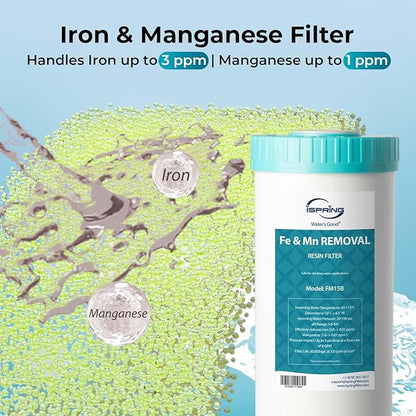 iSpring F3WGB31BM Whole House Water Filter Replacement Pack, Reduces Iron, Manganese, Chlorine, Sediment, Taste, and Odor, Up to 12 Months, 4.5” x 10”, Fits WGB31BM