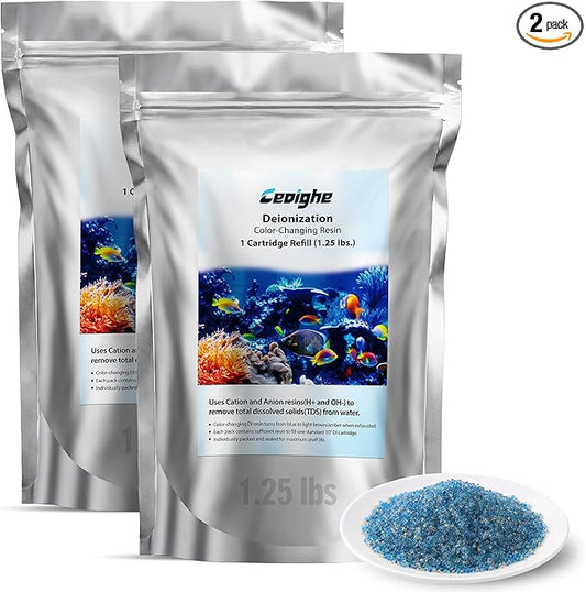 Mixed Bed Deionization Color Changing DI Resin Filter Cartridge Refill, Reduces Total Dissolved Solids to Zero, Ensures Superior Water Quality(2 Pcs)
