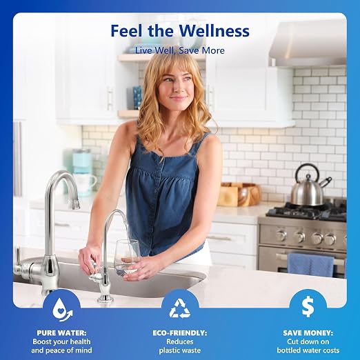 Express Water NSF Certified Reverse Osmosis Water Filter System, Chrome Faucet, Extra 4 Filters, Under Sink 5-Stage RO Drinking System – High Capacity 50 Gallons Per Day, Fast Flow, 3.2 Gallon Tank