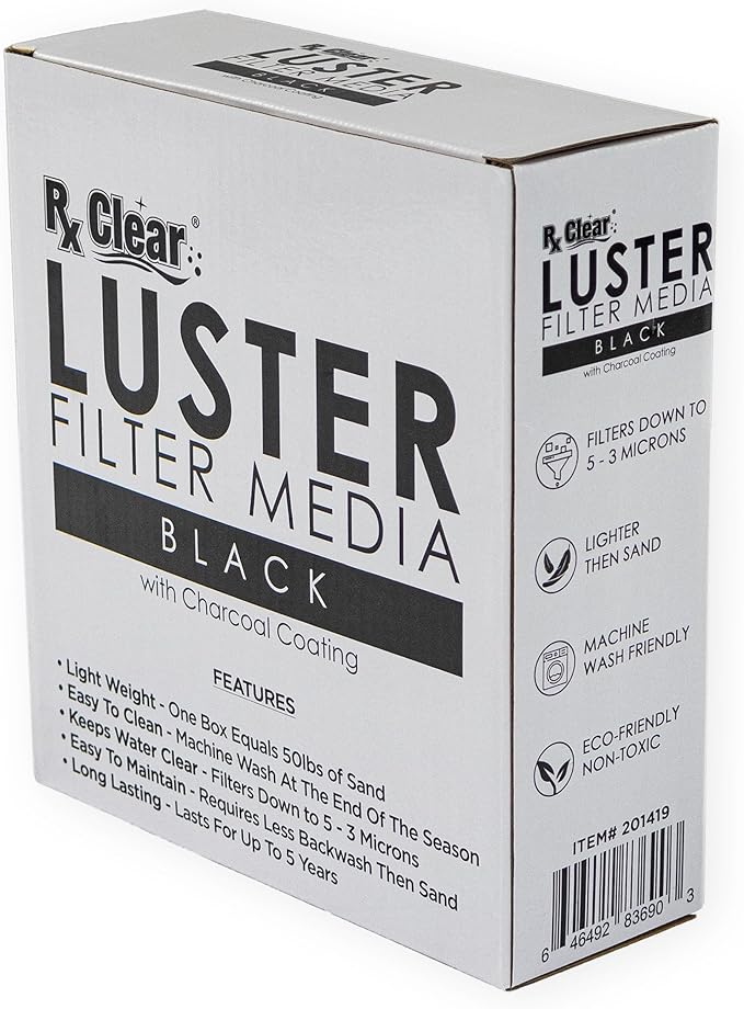 Rx Clear Black Luster Filter Media for Swimming Pool Sand Filters | Alternative to Sand and Filter Glass | Specialty Technology Helps Keep Pools Clean | Lasts for Several Seasons | 3-Pack