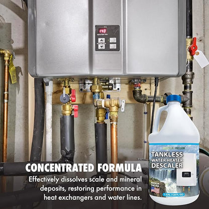 Nature's Freedom Tankless Water Heater Flush Descaler, Gallon (128 oz) – Professional Non-Toxic Descaling Solution, Biodegradable, Made in the USA