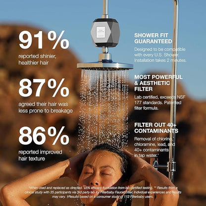 Filterbaby Diamond Shower Filter, IAPMO Certified to NSF177 Standard,Expert Developed Filter for Skin&Hair,Lab Tested to Reduce up to 99%Chlorine,Chloramine&Impurities,Eco Friendly Long Lasting,Chrome