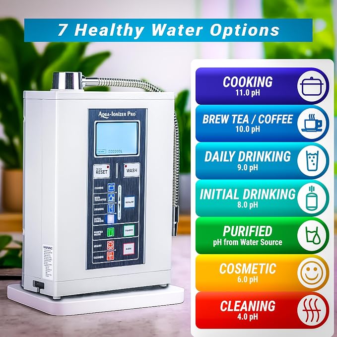 Aqua Ionizer Deluxe 7.0 | Water Ionizer | Alkaline Water Filtration System | Produces pH 4.5-11.0 | Up to -800mV ORP | 4000 Liters Per Filter | 7 Water Settings