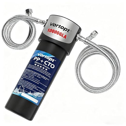 Vortopt Q1 10000 Gallon Water Filter,Reduces Chlorine,Lead,Bad Taste & Odor,Undersink Water Filter Systems Direct Connect to Kitchen Faucets,NSF/ANSI 372/42 Certified,1 Year.
