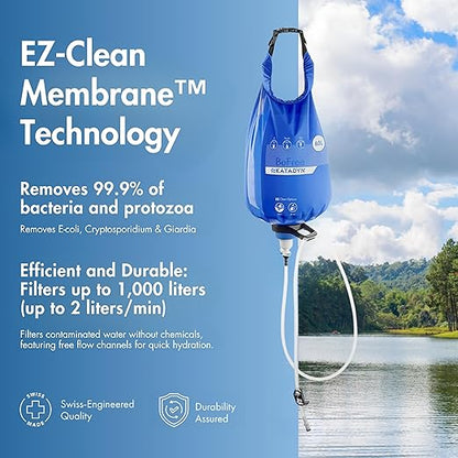 Katadyn Gravity BeFree 6L Water Microfilter, Camping, Backpacking, Emergency Preparedness, Blue
