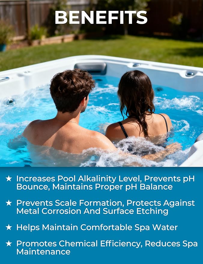 POOLACC Total Alkalinity Increaser for Hot Tub, Raises Alkalinity, Stabilizes pH Fluctuation, Keeps pH Balanced, Spa Maintenance Chemicals, 38oz