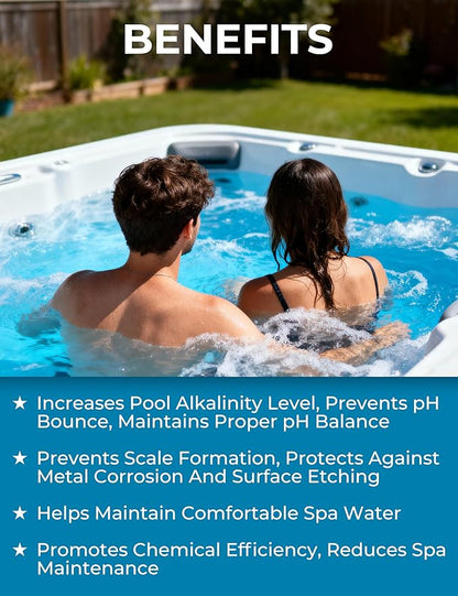 POOLACC Total Alkalinity Increaser for Hot Tub, Raises Alkalinity, Stabilizes pH Fluctuation, Keeps pH Balanced, Spa Maintenance Chemicals, 38oz