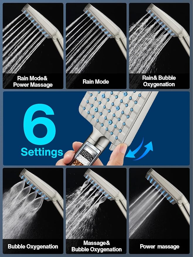 Cobbe Filtered Shower Head with Handheld + 2 Pack Replacement Filters（Brushed Nickel）