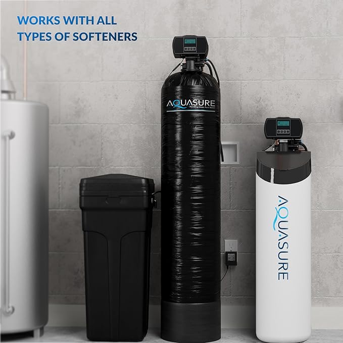 Aquasure Rescharge Liquid Water Softener Cleaner Solution | Restores Whole House Softener Efficiency, Cleans Fouled Resin, Removes Contaminants, Extends Water Softener Life, 16 Oz