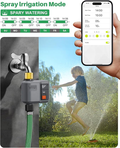 WiFi Sprinkler Timer 1 Zone with 984 Feet RF Gateway, 2 Pack Dark Gray-Brass Inlet Smart Water Timer for Garden Hose with Rain Delay/Manual/Automatic,WiFi Water Timers for Garden