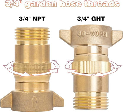 Hourleey Brass RV Water Pressure Regulator, Water Regulator for RV Camper with Filter Screen, Protector for Campers, Travel Trailers, RV Plumbing System, 40-50 PSI