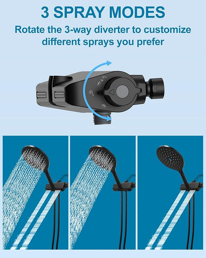 Handheld Shower Head with Filter High Pressure 2-in-1 Dual Spa System 7.5" Rainfall Filtered Showerhead Water Softener Filters for Hard Water 59" Stainless Steel Hose Matte Black