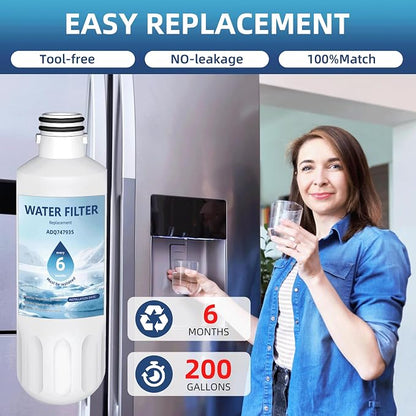 LT1000P ADQ747935 Water Filter 6-Month Replacement for LG LT1000P/PC/PCS ThinQ Water Filter AGF80300704,LMXS28626S,LFXS26973S,LRFLC2706S,LRMXS2806S,LRFS28XBS,LFXC22526S