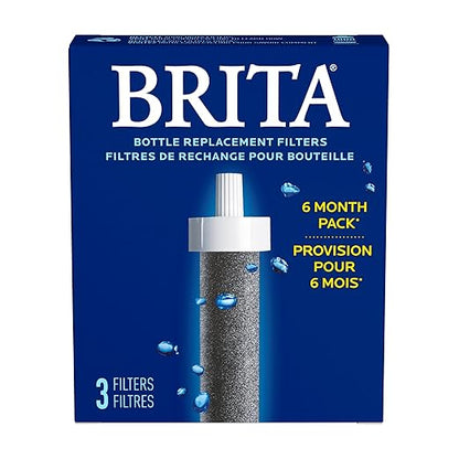 Brita Water Bottle Replacement Filters, BPA-Free, Replaces 1,800 Plastic Water Bottles a Year, Lasts Two Months or 40 Gallons, Includes 3 Filters