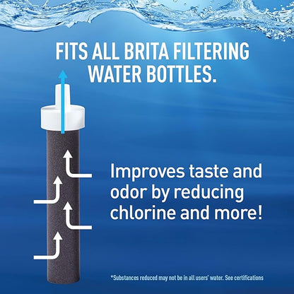 Brita Stainless Steel Premium Filtering Water Bottle, BPA-Free, Reusable, Insulated, Replaces 300 Plastic Water Bottles, Filter Lasts 2 Months or 40 Gallons, Includes 1 Filter, Marina - 32 oz