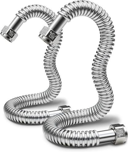 TT FLEX Stainless Steel Corrugated Water Heater Connector Flexible for Water Heater Water Softener,3/4" FIP x 3/4" FIP, 18" Length (2 Pack)