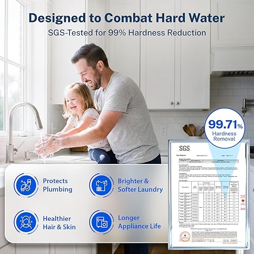 iSpring WCSTB45KG Whole House Water Softener System, 45,000 Grains High Capacity Water Softener Removes Hard Water and Scale, Automatic Backwash and Regeneration, for Whole House & Commercial Use
