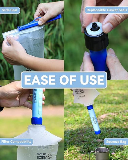 Water Bag 2L Compatible with Squeeze Water Filtration System, Foldable Squeeze Bag for Survival Water Filter Straw, Wide Mouth and 28mm Narrow Mouth Water Container