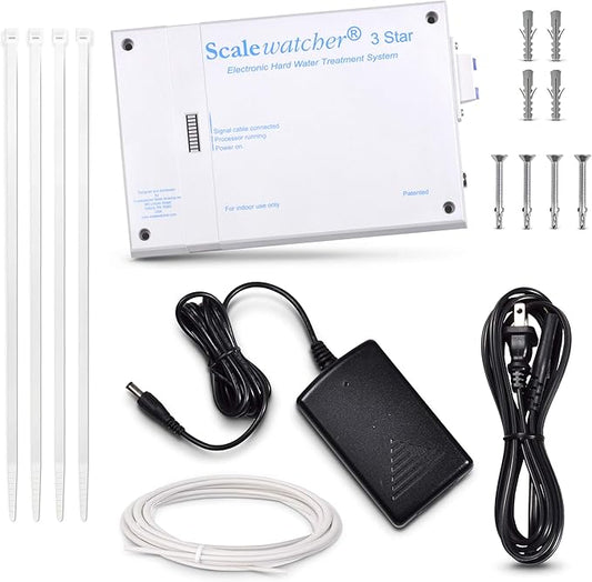 Scalewatcher 3 Original Electronic Descaler | USA Made & Patented Hard Water Softener/Conditioner Alternative | 600mA Chemical-Free and Salt-Free Electric Limescale Preventer and Remover