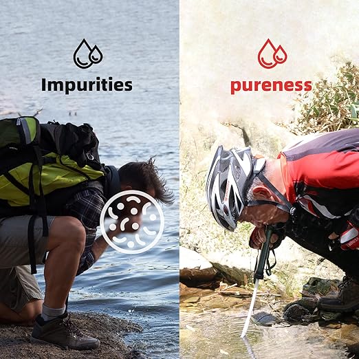 2pcs Portable Water Filter Straw - 5-Stage Filtration for Safe and Clean Drinking Water During Camping and Hiking