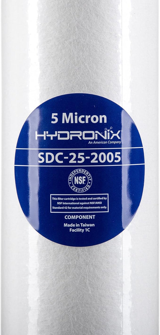 Hydronix SDC-25-2005 Whole House, RO Systems or Commercial Use Sediment Water Filter Cartridge 2.5" x 20" - 5 micron (PACK OF 4)