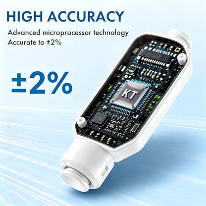 Inline TDS Water Quality Monitor,1/4"Quick Connect for Aquarium&RO | Inline TDS water quality monitor with 1/4" quick connect & 3-color indicator light. ±2% titanium sensor for RO & aquarium.