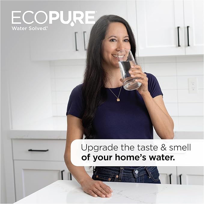 EcoPure ECOP20 2 Stage Under Sink Water Filter System – NSF-Certified to Reduce 58 Contaminants – Clean Drinking Water – Easy Filter Changes – Includes Chrome Faucet & Filters