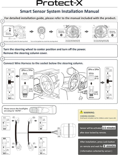 Protect-X Wheel Anti-Theft Smart Sensor for Crown 2026 2025 2024 2023 | Plug & Play, Catalytic Converter & Wheel Anti-Theft, Window Breakage Alert, Window Control by Factory Keyfob, Valet Mode