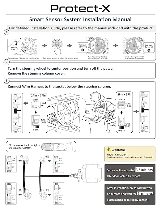 Fits for Camry 2023 2022 2021 2020 2019 2018, with Valet Mode, Plug & Play Smart Sensor System, Anti-Theft for Wheels, Catalytic Converter, Window Breakage Protection & Power Window Controller