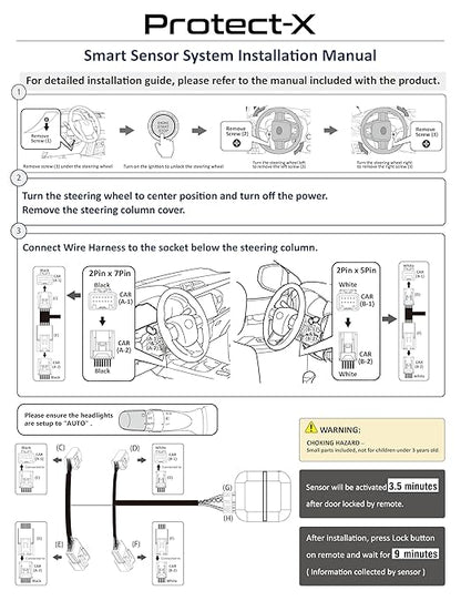 Fits for Camry 2023 2022 2021 2020 2019 2018, with Valet Mode, Plug & Play Smart Sensor System, Anti-Theft for Wheels, Catalytic Converter, Window Breakage Protection & Power Window Controller
