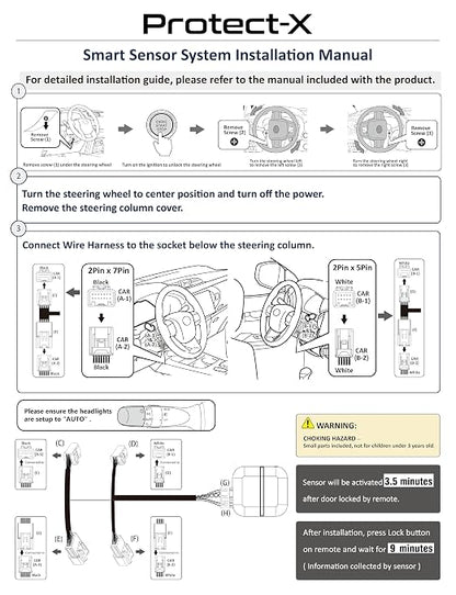 Protect-X Wheel Anti-Theft Smart Sensor for Crown Signia 2026 2025 2024 | Plug & Play, Catalytic Converter Theft Protection, Window Breakage Alert, Window Control by Factory Keyfob, Valet Mode