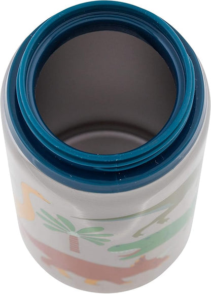 Stephen Joseph Stainless Steel Water Bottles, 18 OZ, Straw lid, Reusable tumbler, Insulated, DINO