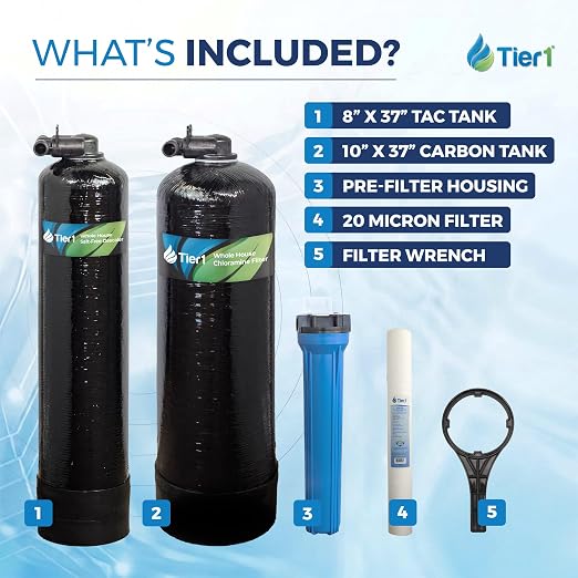 Tier1 Salt-Free Descaler & Chloramine Filter | 3-in-1 TAC Conditioner | 300,000 Gallon Capacity | Catalytic Chloramine Reduction & Sediment Pre-Filter System | Scale Prevention Softener Alternative