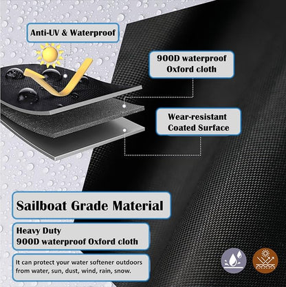 Santiano Water Softener Cover - All-Season Use,900D waterproof Oxford，Shield Your Outdoor Water Softener!Transparent Window Design,Dustproof, Waterproof, Sun Protection,(64x40x16 Inches, Black) .