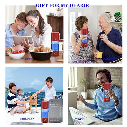 Tritan Hydrogen Water Bottle Generator - 5Min Quick Electrolysis Hydrogen Water Machine, madeking Portable Rechargeable Hydrogen Rich Water Cup Maker, Good for Travel, Sports, Gift, Type C (red)