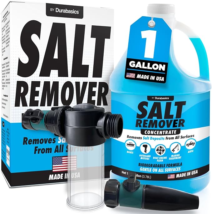 Durabasics Salt Remover Flush Kit with High-Pressure Hose with [1 Gallon] Salt Remover Concentrate - Marine Engine Flush for Baots - Perfect for Outboard Motor Flush & Washing Salt Deposits