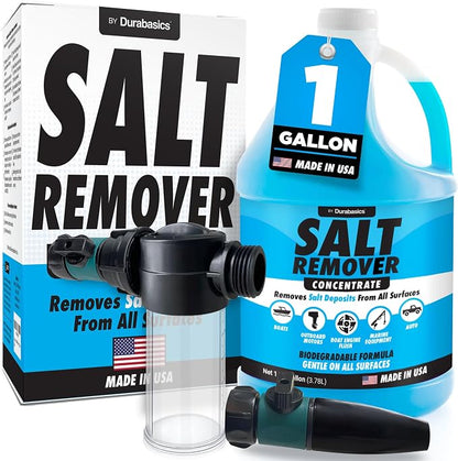 Durabasics Salt Remover Flush Kit with High-Pressure Hose with [1 Gallon] Salt Remover Concentrate - Marine Engine Flush for Baots - Perfect for Outboard Motor Flush & Washing Salt Deposits