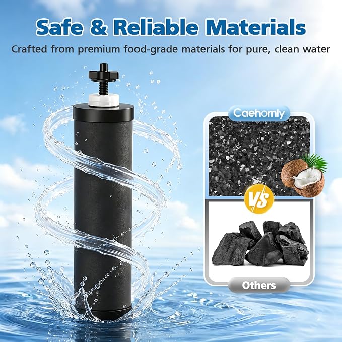 Water Filter Replacement Compatible with Ber-key ® BB9-2 Gravity System | Coconut Shell Activated Carbon for 250+ Contaminants, 4 Black Carbon Filters + 2 White Fluoride Filters
