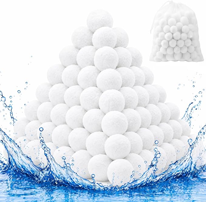 1.8 LBs Pool Filter Balls for Sand Filter, Reusable Pool Sand Filter Balls, Eco-Friendly Pool Filter Media Balls for Swimming Pool, Aquarium Tank (Equals 60 LBs Pool Filter Sand, White)