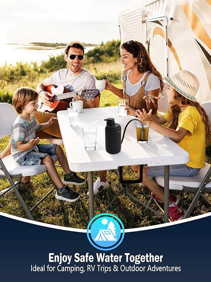 Electric Portable Water Filter for Camping, Hiking, Backpacking, Travel & Emergency Preparedness – Water Purifier for Outdoor Survival Gear – 6-Stage Filtration System with LED Light