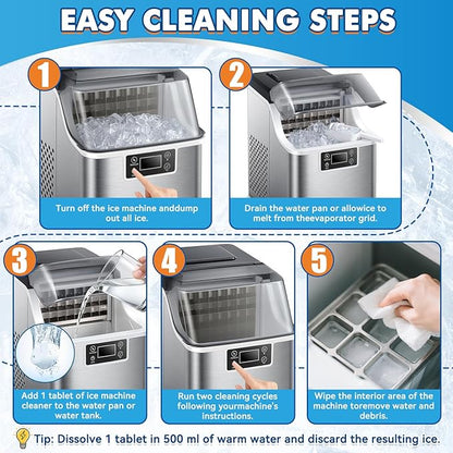 Ice Machine Cleaner, 36 Pack Ice Maker Cleaner for Crystal Clear Ice, Ice Machine Descaler Tablet for Most Countertop, Remove Hard Water and Mineral Buildup (36.01Count (Pack of 1))