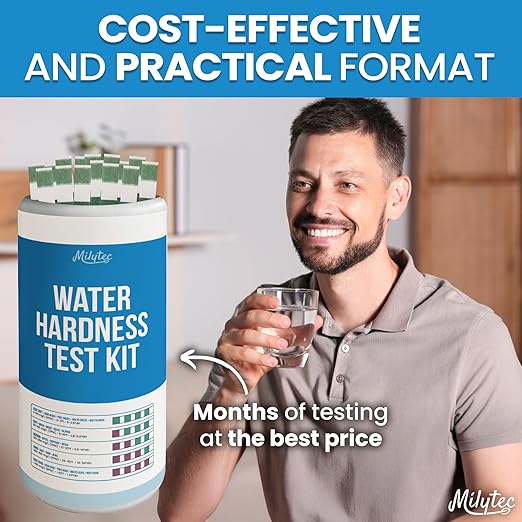 Water Hardness Test Kit 150 Strips – Accurate Water Hardness Test Strips for Home, Pool, Spa, Softener, Drinking Water – Easy-to-Use Hard Water Calcium Testing Strips