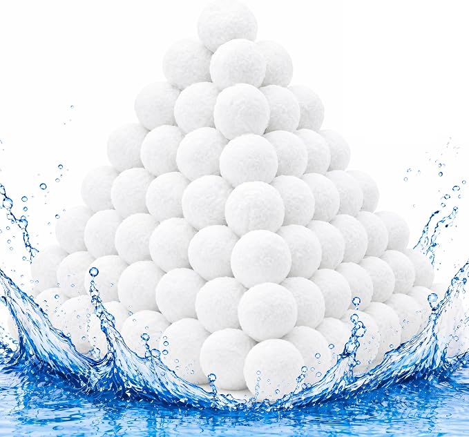 Upgrade 5.5 Lbs Pool Filter Balls for Sand Filter, Reusable Pool Sand Filter Balls, Eco-Friendly Pool Filter Media Balls for Swimming Pool, Aquarium Tank (Equal 250 LB Pool Filter Sand, White)