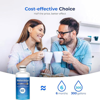 Waterdrop Alkaline DA97-17376B Refrigerator Water Filter, Enhances pH, Replacement for Samsung® HAF-QIN/EXP, DA97-08006C, RF28R7201SR, RF28R7351SG, WD-F45-AL, 2 Filters